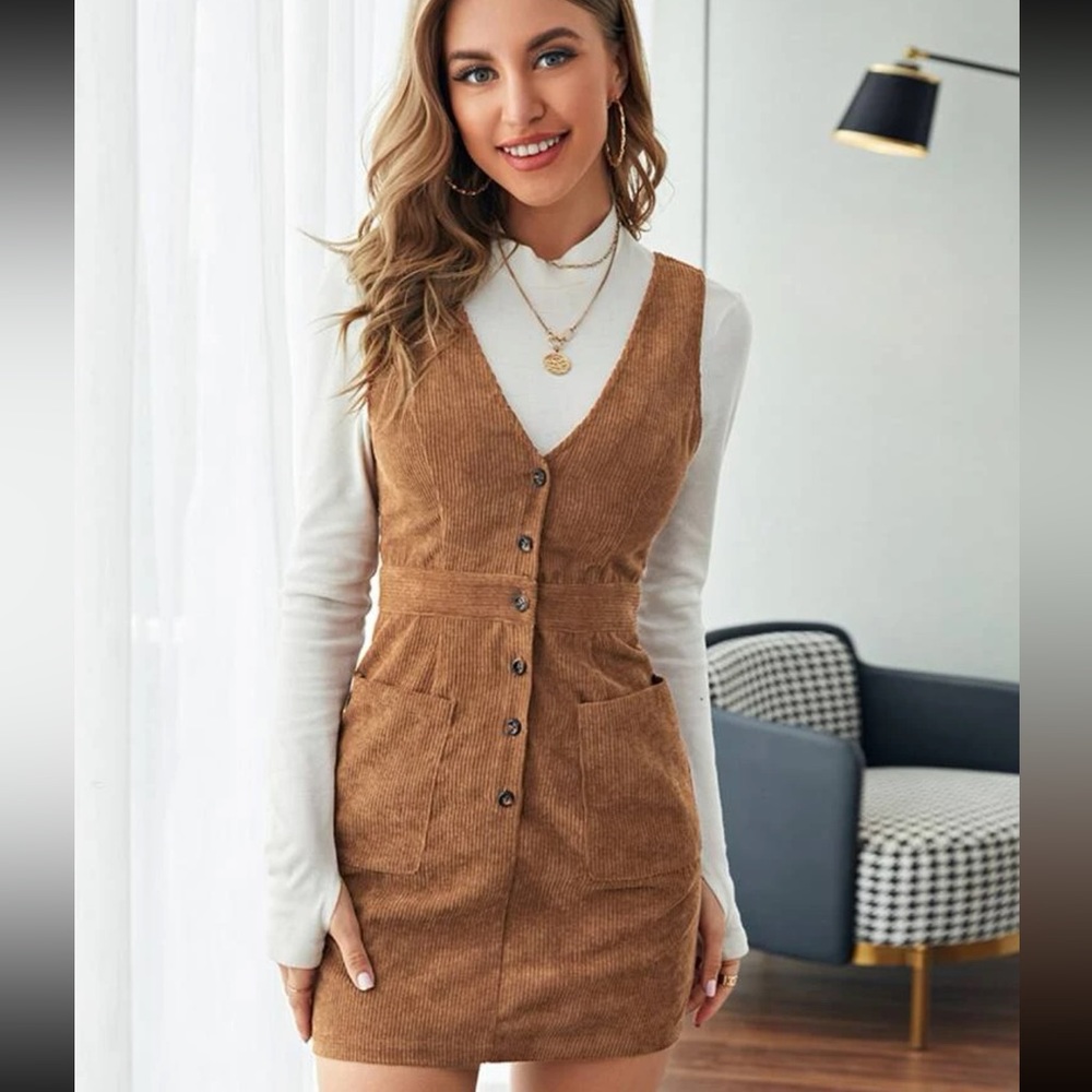 Black corduroy overall dress - Picture 4 of 16